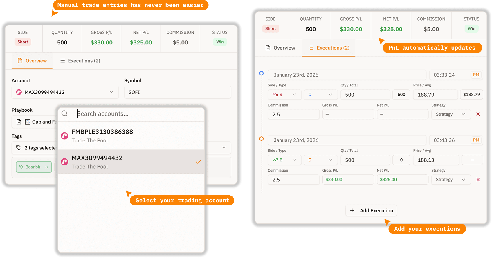 Easy Manual Trade Entry