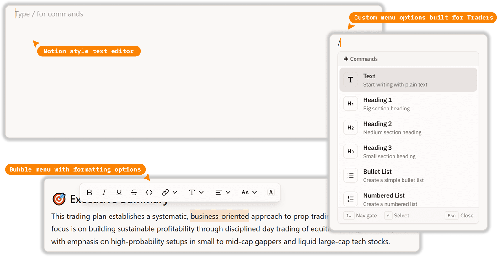 Notion-Style Editor Built for Traders